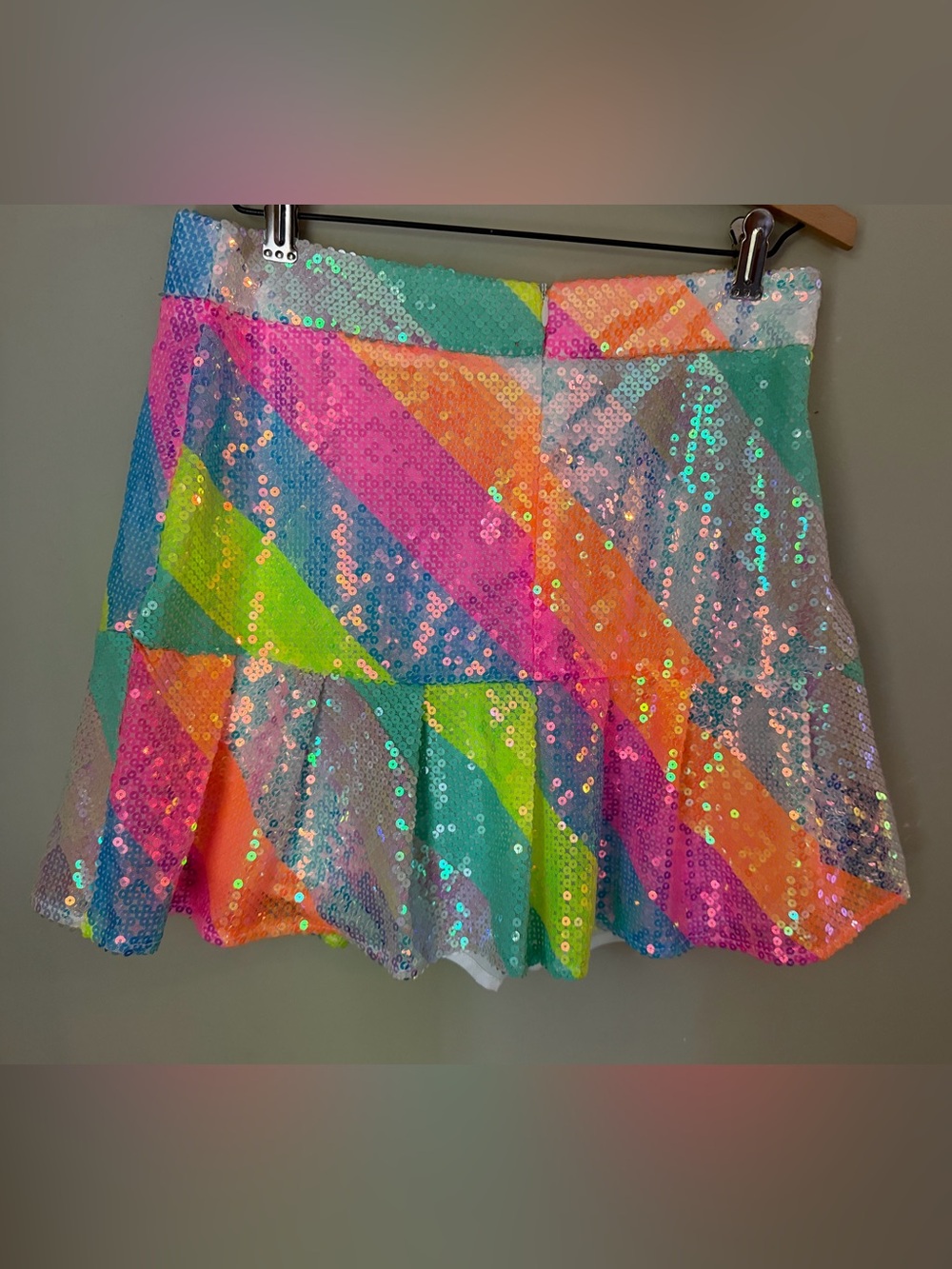 Queen of Sparkles | Neon Rainbow Sequin Skort | S - Picture 2 of 12